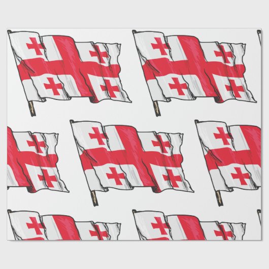 Waving Georgia Flag Red and White Five Crosses Cadeaupapier (Vlak)
