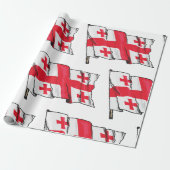Waving Georgia Flag Red and White Five Crosses Cadeaupapier (Uitgerold)