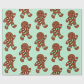 Waving Gingerbread Cookies Wrapping Paper Cadeaupapier (Vlak)