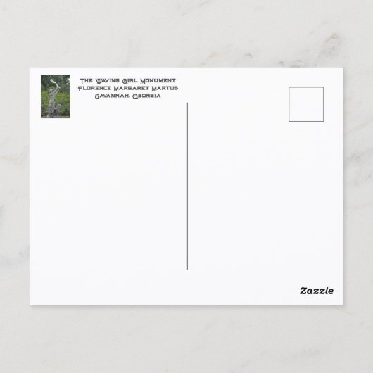 Waving Girl Monument Savannah GA Fotografisch Briefkaart (Achterkant)