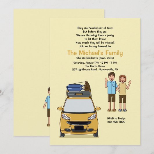 Waving Goodbye Going Away Party Uitnodiging (Voorkant / Achterkant)