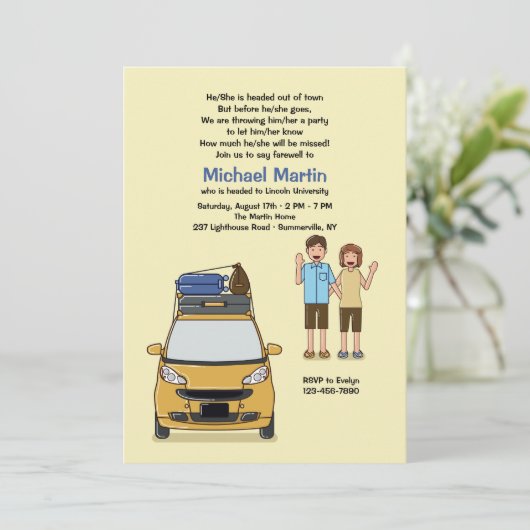 Waving Goodbye Going Away Party Uitnodiging (Staand voorkant)