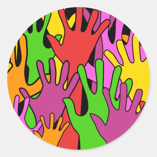 Waving Hands Ronde Sticker (Voorkant)