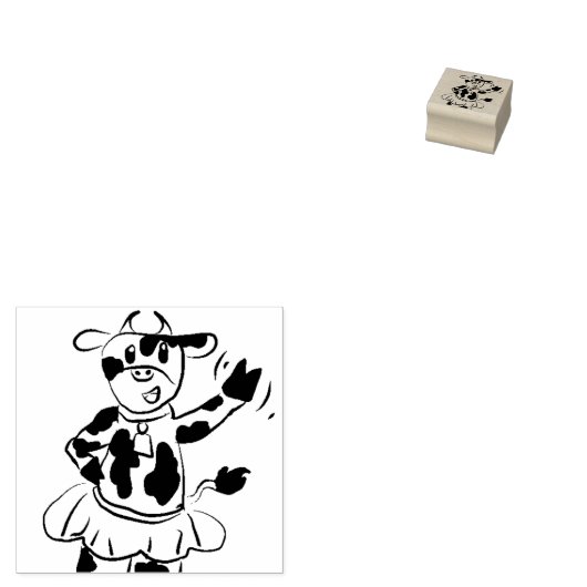 Waving Happy Koe Stamp Rubberstempel (Gestempeld)