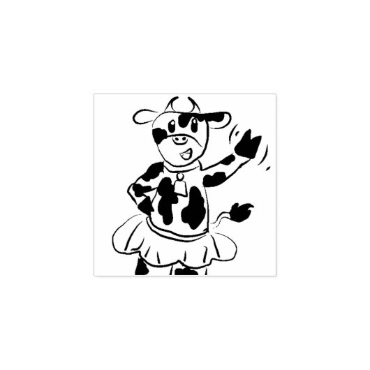 Waving Happy Koe Stamp Rubberstempel (Afrduk)