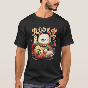 Waving Maneki neko Kat Lucky Charm Manekineko T-shirt