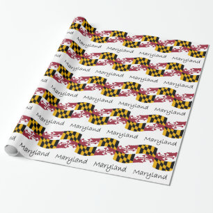 Waving Maryland vlag en naam Cadeaupapier