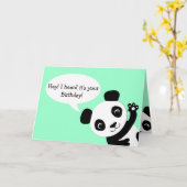 Waving Panda Verjaardagskaart Kaart (Gele Bloem)