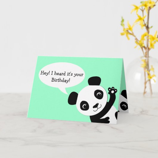 Waving Panda Verjaardagskaart Kaart (Gele Bloem)