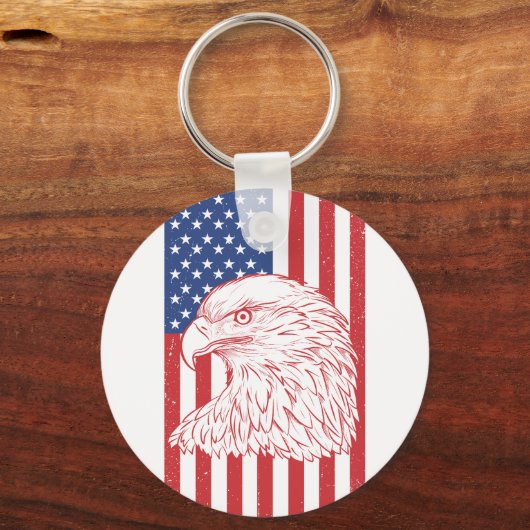 Waving Patriotic American Flag Design Sleutelhanger (Voorkant)