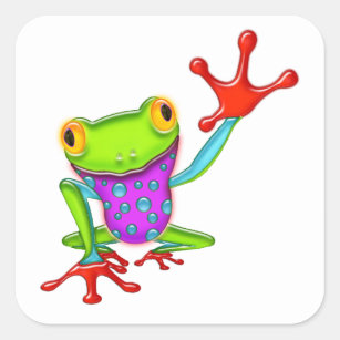 Waving Poison Dart Frog Vierkante Sticker