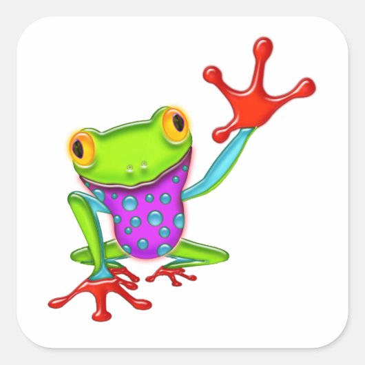 Waving Poison Dart Frog Vierkante Sticker (Voorkant)