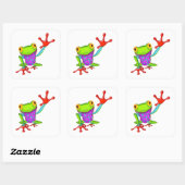 Waving Poison Dart Frog Vierkante Sticker (Vel)