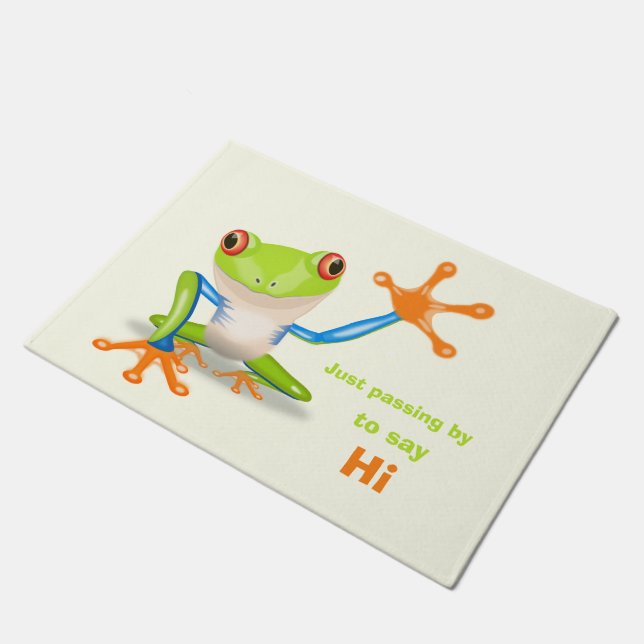 Waving red eyed Tree frog-illustratie Deurmat (Schuin)