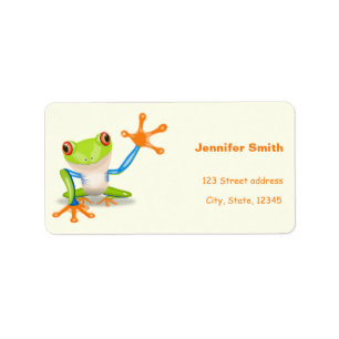 Waving red eyed Tree frog-illustratie Etiket