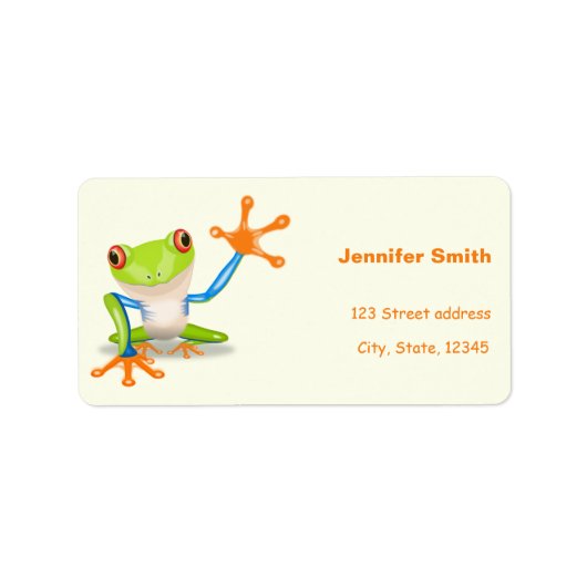 Waving red eyed Tree frog-illustratie Etiket (Voorkant)