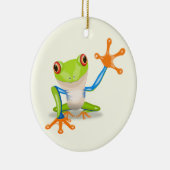 Waving red eyed Tree frog-illustratie Keramisch Ornament (Rechts)