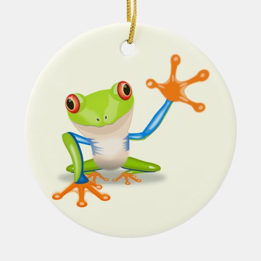 Waving red eyed Tree frog-illustratie Keramisch Ornament (Voorkant)