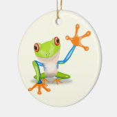 Waving red eyed Tree frog-illustratie Keramisch Ornament (Links)