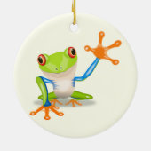 Waving red eyed Tree frog-illustratie Keramisch Ornament (Achterkant)
