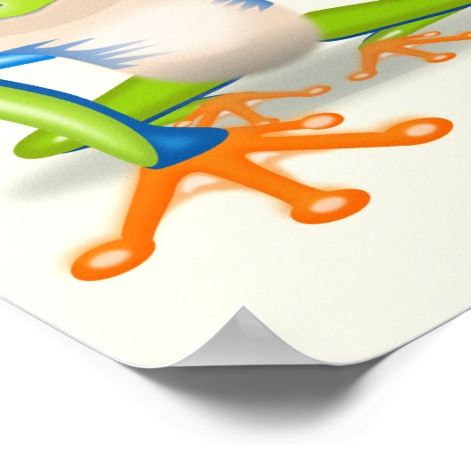 Waving red eyed Tree frog-illustratie Poster (Hoek)