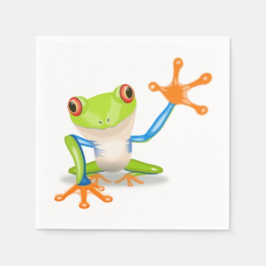 Waving red eyed Tree frog-illustratie Servet (Voorkant)