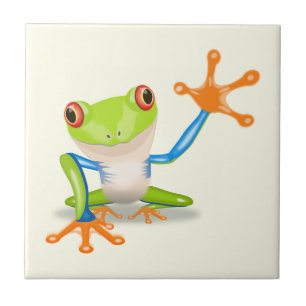 Waving red eyed Tree frog-illustratie Tegeltje