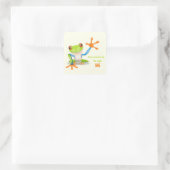 Waving red eyed Tree frog-illustratie Vierkante Sticker (Tas)