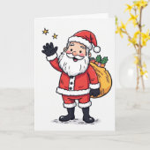 Waving Santa Christmas Kaart – Blank Inside Holida (Gele Bloem)