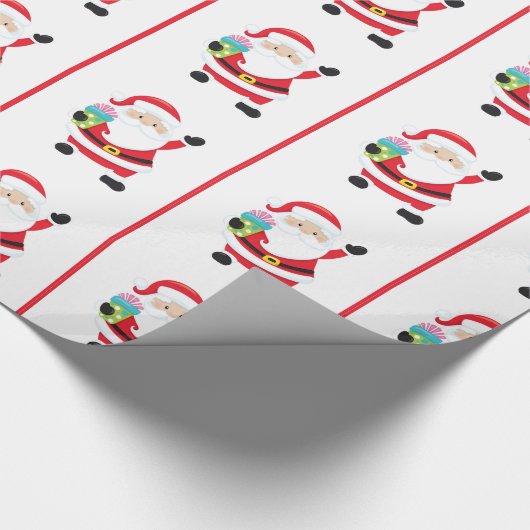 Waving Santa Claus Gift Wrap Cadeaupapier (Hoek)
