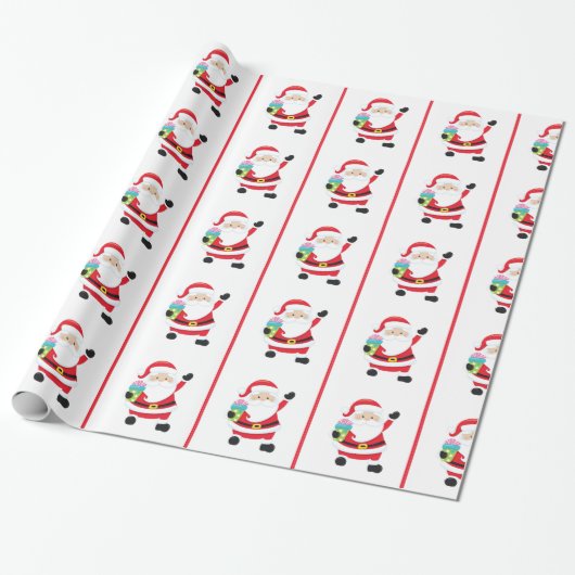 Waving Santa Claus Gift Wrap Cadeaupapier (Uitgerold)