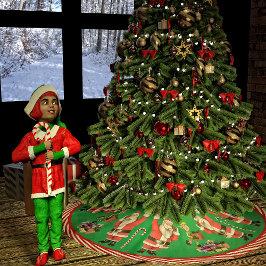 Waving Santa en Elves Kerstboom Rok