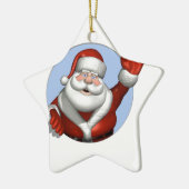 Waving Santa Keramisch Ornament (Links)