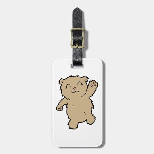 Waving Schattig lachend Beer Bagagelabel (Voorkant verticaal)