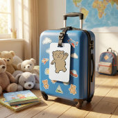 Waving Schattig lachend Beer Bagagelabel