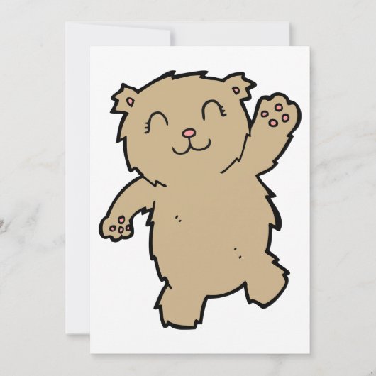 Waving Schattig lachend Beer Kaart (Voorkant)