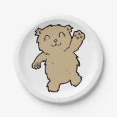Waving Schattig lachend Beer Papieren Bordje (Voorkant)