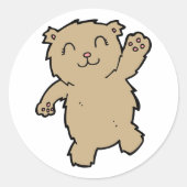 Waving Schattig lachend Beer Ronde Sticker (Voorkant)