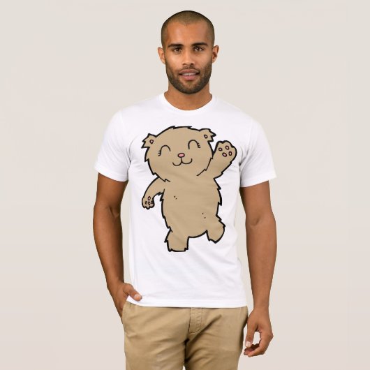 Waving Schattig lachend Beer T-shirt (Voorkant volledig)