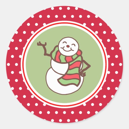 Waving Sneeuwman Kerststickers Ronde Sticker (Voorkant)