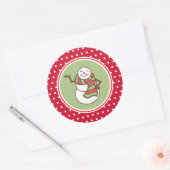 Waving Sneeuwman Kerststickers Ronde Sticker (Envelop)