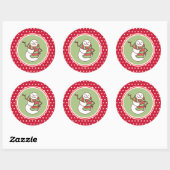 Waving Sneeuwman Kerststickers Ronde Sticker (Vel)