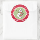 Waving Sneeuwman Kerststickers Ronde Sticker (Tas)