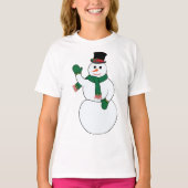 Waving Sneeuwman Meisjes T-shirt (Voorkant)