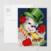 Waving Snowman Feestdagenkaart (Voorkant / Achterkant)