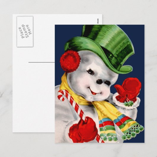 Waving Snowman Feestdagenkaart (Voorkant / Achterkant)