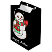 Waving Snowman Gift Bag Medium Cadeauzakje (Voorkant Gekanteld)