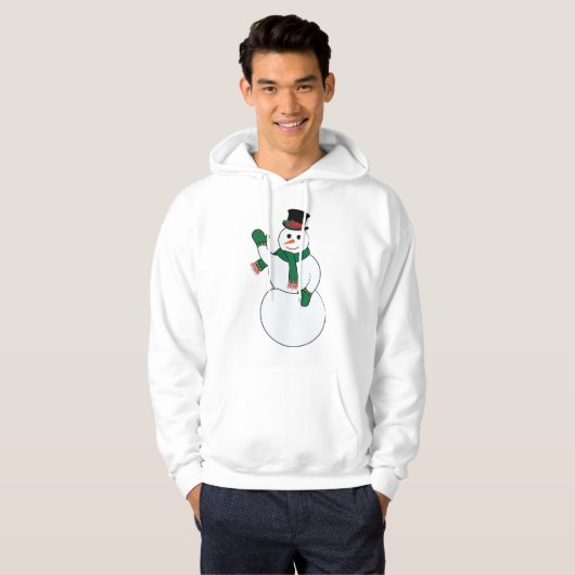 Waving Snowman Mannen Hoodie (Voorkant volledig)