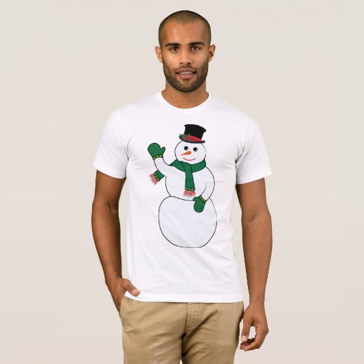 Waving Snowman Mannen T-shirt (Voorkant volledig)