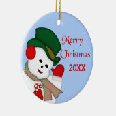 Waving Snowman Merry 20XX Ornament (Rechts)